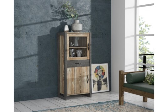 Vitrineskap Strelcha 43x68 cm 2 Hyller Brun/Grå
