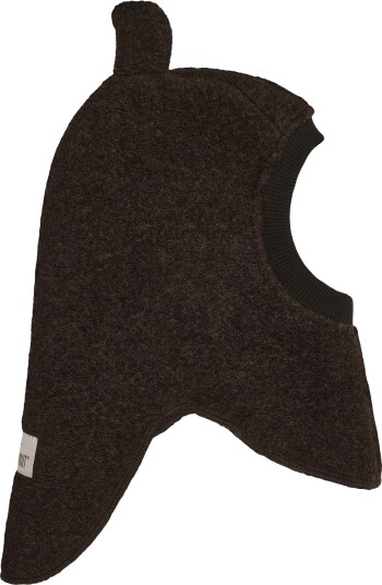 Huttelihut Ullbalaklava med Øre, Dark Brown Melange, 50 Huttelihut Ullbalaklava med Øre, Dark Brown Melange, 50