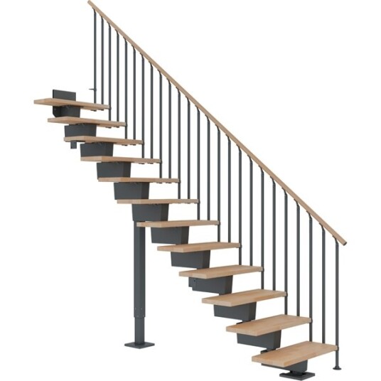 Dolle Dubai Rett Trapp Antracit 7016 classic Iii oljet Bøk 80 11 Loddrett Høyde 204 252cm