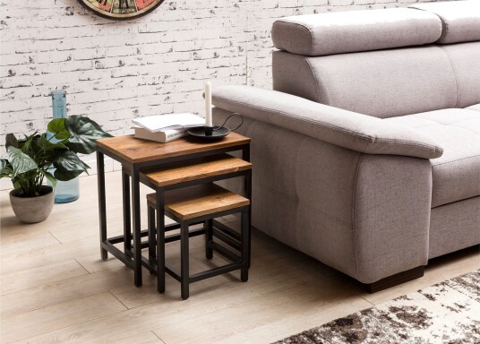 Aranza Settbord 45 cm 3 Bord Massivt Tre/Svart