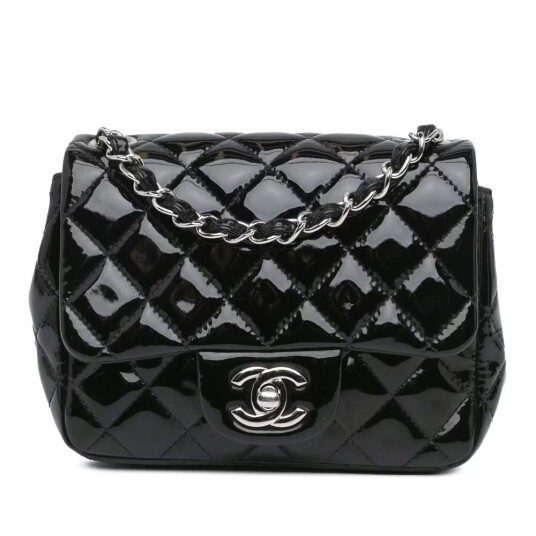 Chanel Mini Square Classic Patent Single Flap Black Chanel Mini Square Classic Patent Single Flap Black