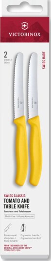 Victorinox Swiss Classic bølget tomat og bordkniv 11 cm 2 pakning gul