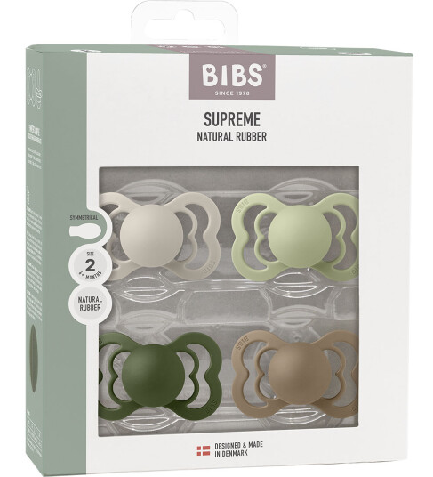 Bibs Supreme+ Smokker Str. 2 4 pack Symmetrisk Sand/Sage 6 18 md Smokk Brun Grå Grønn 62 86