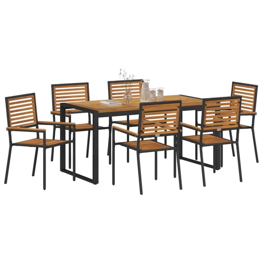 Hage Spisegruppe 7 pcs Svart og Brun polyrotting