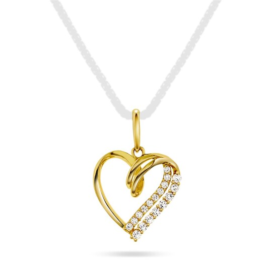 Pan Jewelry Anheng i 585 gult gull med zirkonia og hjerte Pan Jewelry Anheng i 585 gult gull med zirkonia og hjerte