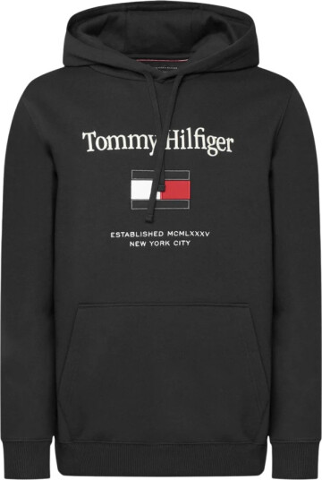 Tommy Hilfiger Tommy Embro Flag Hoodie - Black - XXL Tommy Hilfiger Tommy Embro Flag Hoodie - Black - XXL