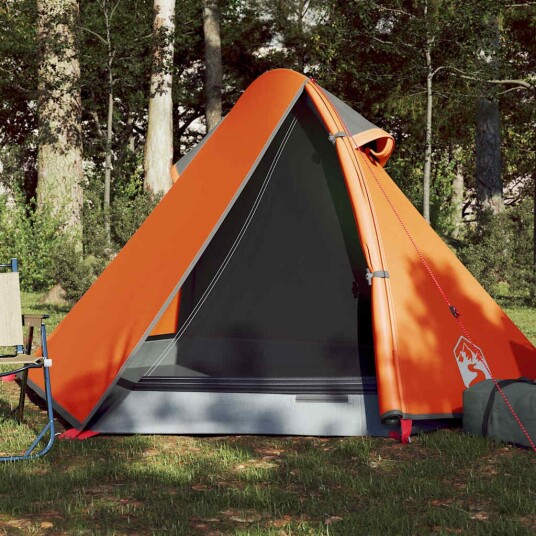 vidaXL telt for camping 2 personer grå og oransje vanntett
