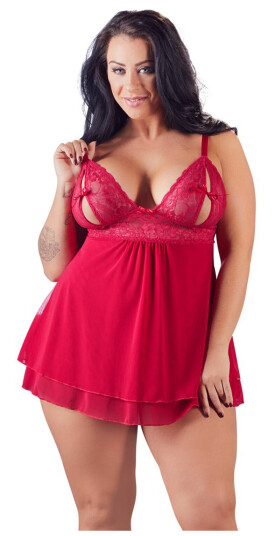 Cottelli Blonde Babydoll Plus Size Rød     - Rød - 3XL
