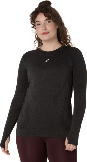 Asics Women's Road Seamless Long Sleeve Top Performance Black/Graphite Grey S Asics Women's Road Seamless Long Sleeve Top Performance Black/Graphite Grey S