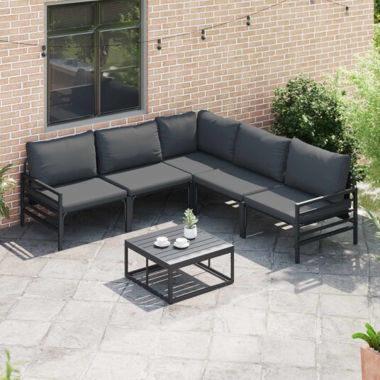 Hagesofa Set 5 pcs Antrasitt Stål