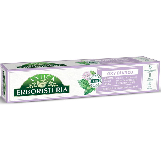 Naturlig Whitening tannkrem ANTICA Erboristeria Oxy Bianco 75 ml. Naturlig Whitening tannkrem ANTICA Erboristeria Oxy Bianco 75 ml.