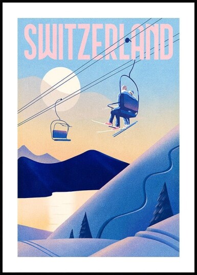 Ski Switzerland Poster Plakat / 30x40cm