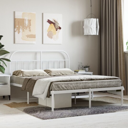 vidaXL Sengeramme i metall med hodegavl hvit 140x190 cm vidaXL Sengeramme i metall med hodegavl hvit 140x190 cm