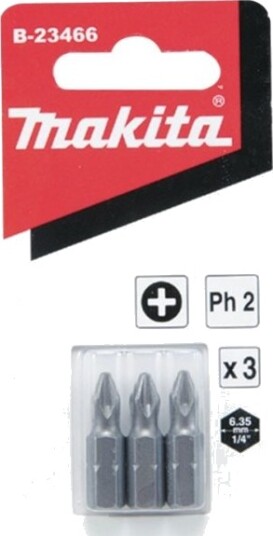 Makita - Spissett For Skrutrekker - 3 Deler - Pozidriv - Pz1, Pz2, Pz3 - Heksagonal - Lengde: 25 Mm