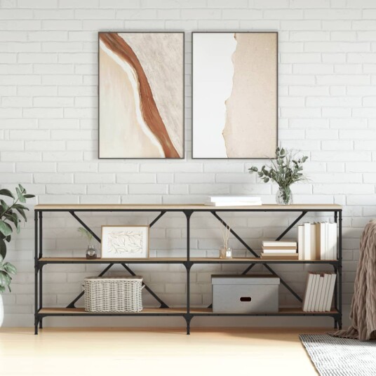  Salongbord sonoma eik 180x30x75 cm konstruert tre og jern