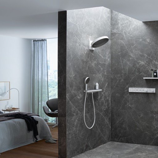 Hansgrohe Rainfinity dusjsystem m/RainSelect armatur og Rainfinity 3jet hoveddusj, matt hvit Hansgrohe Rainfinity dusjsystem m/RainSelect armatur og Rainfinity 3jet hoveddusj, matt hvit