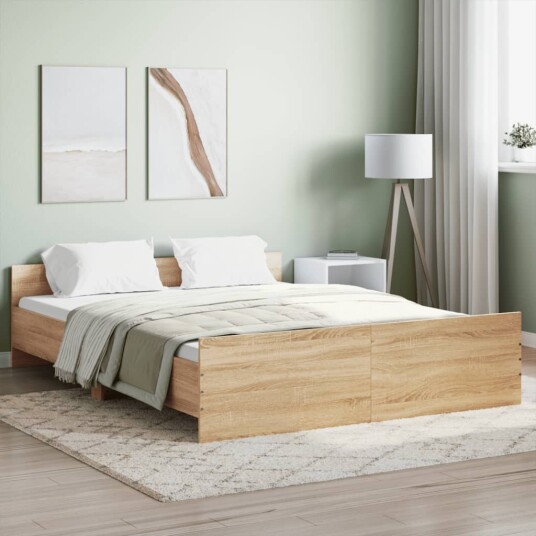 vidaXL Sengeramme med hode- og fotgavl sonoma eik 150x200 cm 8721012157125