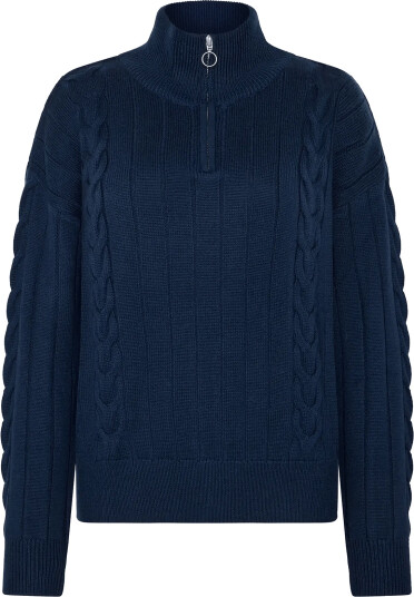 Knowledge Cotton Apparel Merino Half Zip High Neck Rws Navy M