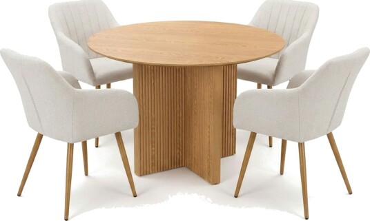 Edda spisegruppe rund 110 cm eik med 4 Filippa spisestoler Eik Edda spisegruppe rund 110 cm eik med 4 Filippa spisestoler Eik