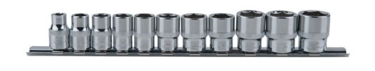 Ks Tools 918.0608, Støpselsett, 3/8", 11 Hoder, Kromvanadiumstål, Din 3120, Iso 1174, Din 3124, Iso 2725, 750 G