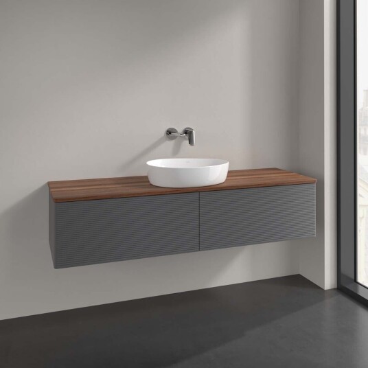 Villeroy & Boch  Antao Servantskap med 2 skuffer 160x50x36 cm m/lys Antrasitt/Valnøtt