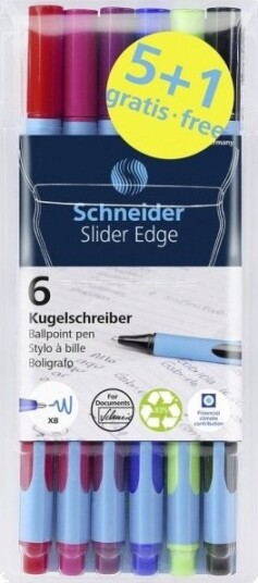 Schneider Kulepenn Slider Edge Xb I 6-Pak Etui, Sortert, 5+1 Kampanje 152284 Kulepenn N/A, 1 Stk