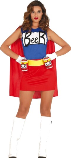 Beer-Woman Superhelt Damekostyme 3 Deler - Strl Medium Beer-Woman Superhelt Damekostyme 3 Deler - Strl Medium