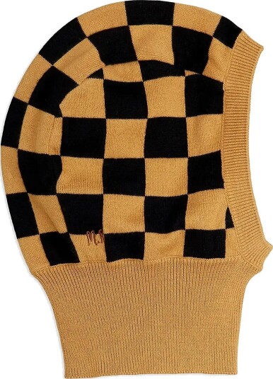 Mini Rodini Chess Check Knitted Balaclava BROWN 44/46