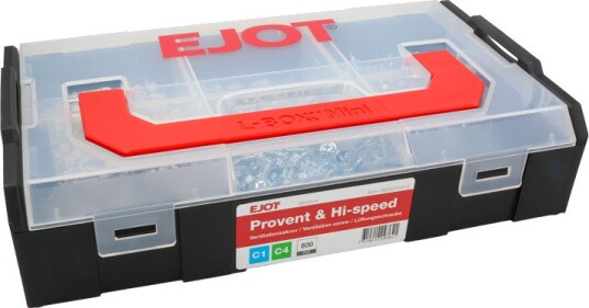Ejot Minibox Sortimentskuff ventilasjonsskrue, C1/C4, 800 deler, Innfesting