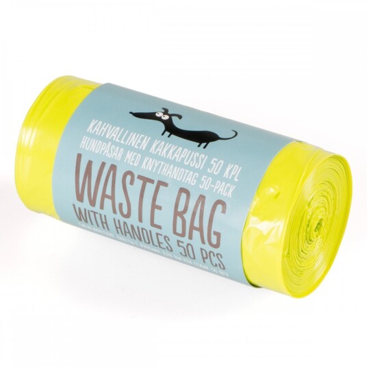 Little & Bigger Hundepose Med Håndtak 50-Pk (Limegul)