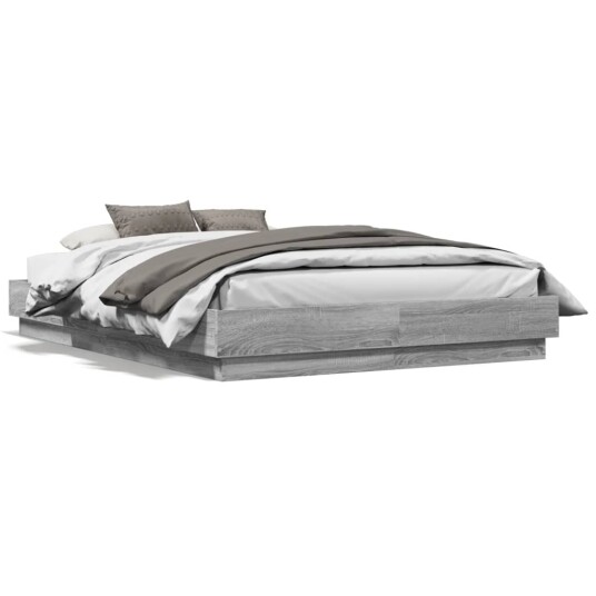 Sengeramme med LED-lys grå sonoma 140x190 cm 8721012275478