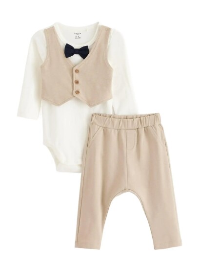 Lindex Set Body Vest Joggers Beige 68