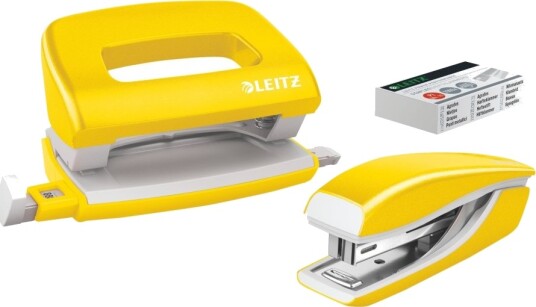 Leitz Hæftemaskine & Hulapparat Leitz Mini Wow Gul Kontorsæt