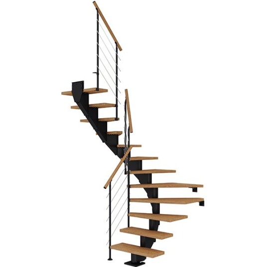 Dolle Hamburg U-trapp Svart-style 6-oljeret Eik-85-13 - Loddret Høyde 259 301 Cm