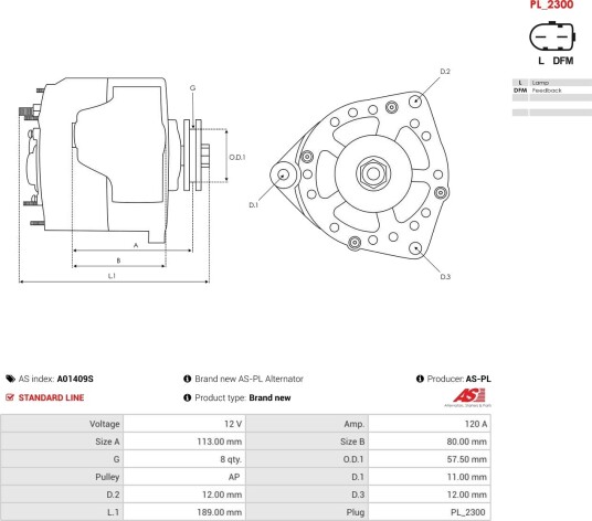 AS-PL A01409S Dynamo AS-PL A01409S Dynamo