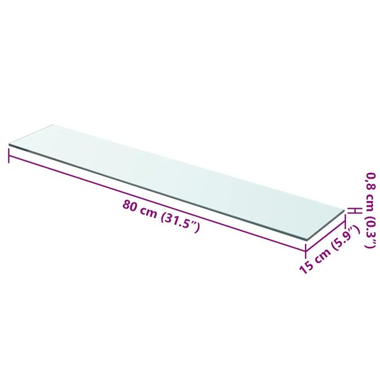 vidaXL Hyllepanel klart glass 80x15 cm vidaXL Hyllepanel klart glass 80x15 cm