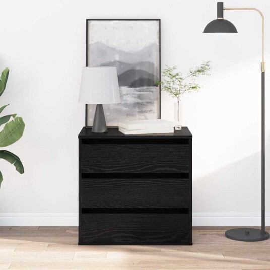  Kommode med skuff Svart eik 60 x 41 x 58 cm Konstruert tre