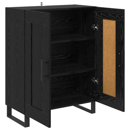 Serviesskap Svart Eik 69,5 x 34 x 90 cm Ingeniørtre og jern