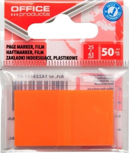 Office Products Indeksfaner I Pp 25X43 Mm 1X50 Ark Hengeetikett Oransje