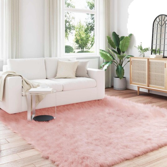 Faux Skinnmatte Tafalla Rosa 240 x 240 cm Polyester