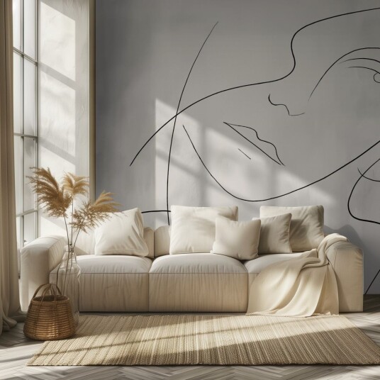 Tapet Minimal Ansikt Linjekunst Tapet Minimal Ansikt Linjekunst