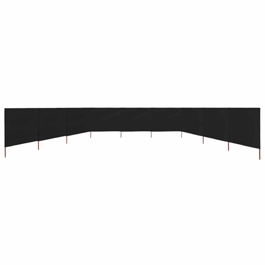 vidaXL Vindskjerm 9 paneler stoff 1200x80 cm svart