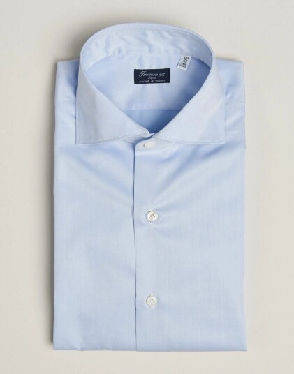Finamore Napoli Milano Slim Traveller Cotton Shirt Light Blue