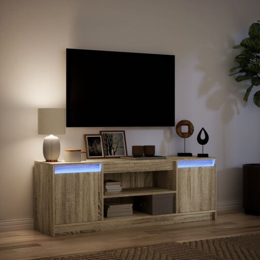  TV-benk med LED sonoma eik 139,5x34x50 cm konstruert tre