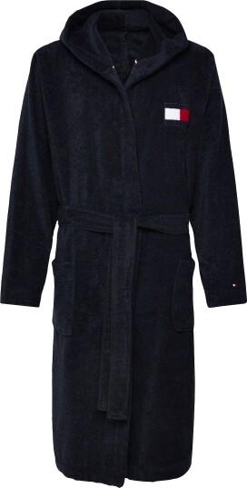 Tommy Hilfiger Unisex Toweling Hooded Bathrobe   NAVY BLUE   S