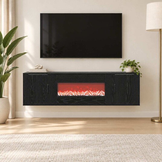 vidaXL Elektrisk peis Svart eik 140,5 x 30 x 39 cm Konstruert tre