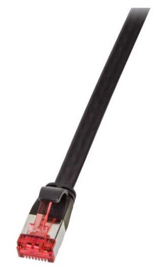 Logilink Slimline Koblingskabel Rj-45 Hann Til Rj-45 Hann 25 Cm U/Ftp Pimf Cat 6A Flat Uten Hindringer Formstøpt Svart