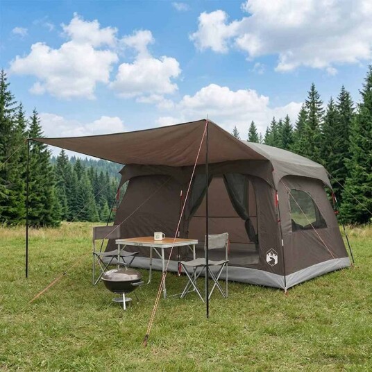 telt Familietelt 5 personers Brun grå Polyester telt Familietelt 5 personers Brun grå Polyester