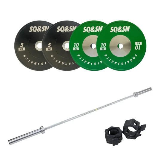 SQ&SN Vektløftning Vektstangsett 30 kg Farget + 15 kg Stang