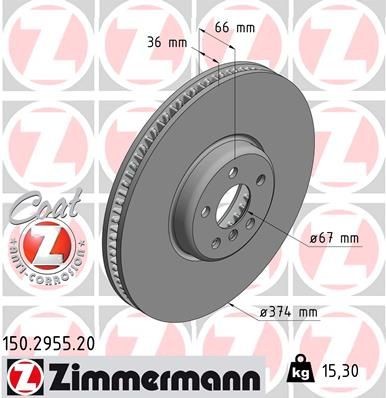 Bremseskive ZIMMERMANN 150.2955.20